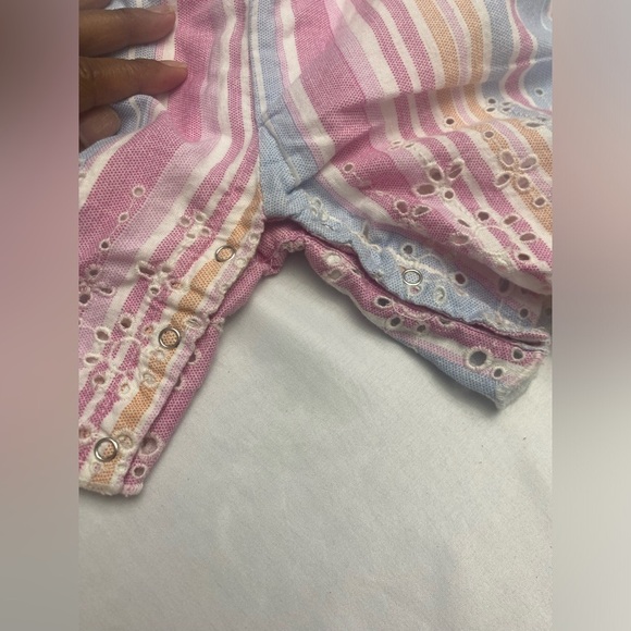 Rare Editions Jumpsuit Outfit One Piece Pink Striped linen Cotton 24M - Picture 6 of 6